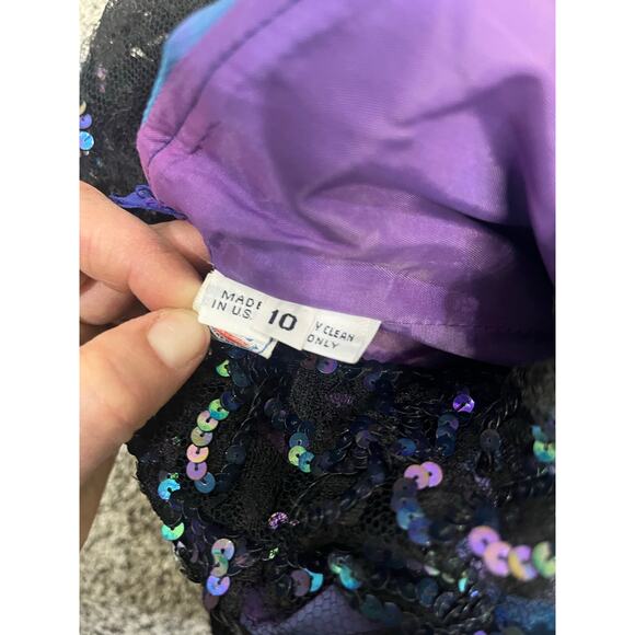 VINTAGE DESIGNER Sequin Lace Ball Gown, Mignon Ann Marie Gabalis‎ Blue Plaid - Picture 9 of 16